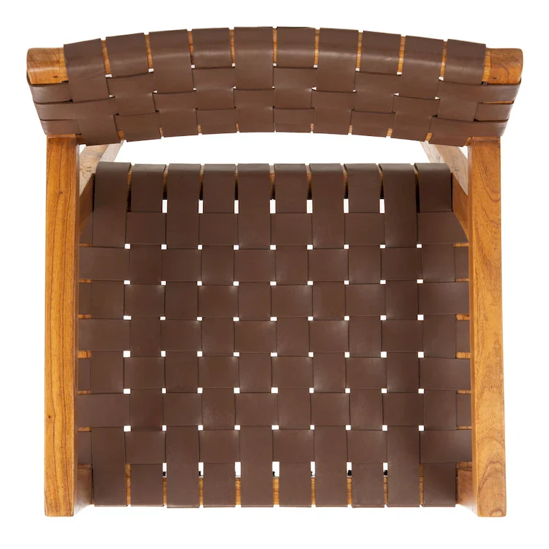 SAFAVIEH Gerda Woven Leather Dining Room Chair - 22.1  W x 20.9  L x 31.9  H - 22Wx21Dx32H