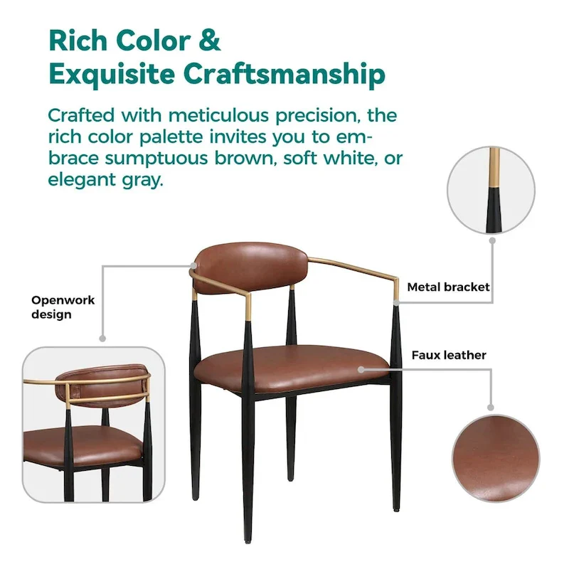 Boucle Upholstered Dining Chair with Metal Frame