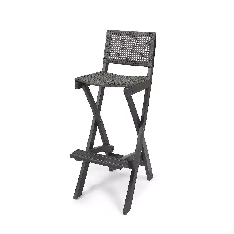 Polaris 4pk Acacia Wood Folding Barstools Dark Gray - Christopher Knight Home: Weather-Resistant Patio Seating