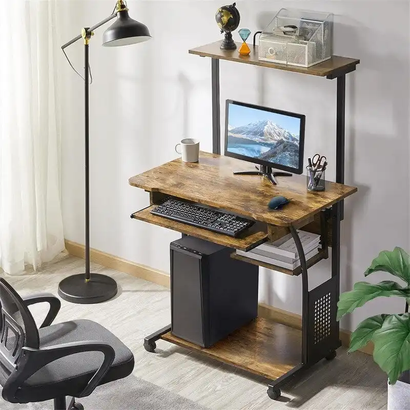 3 Tier Computer Desk with Printer Shelf
