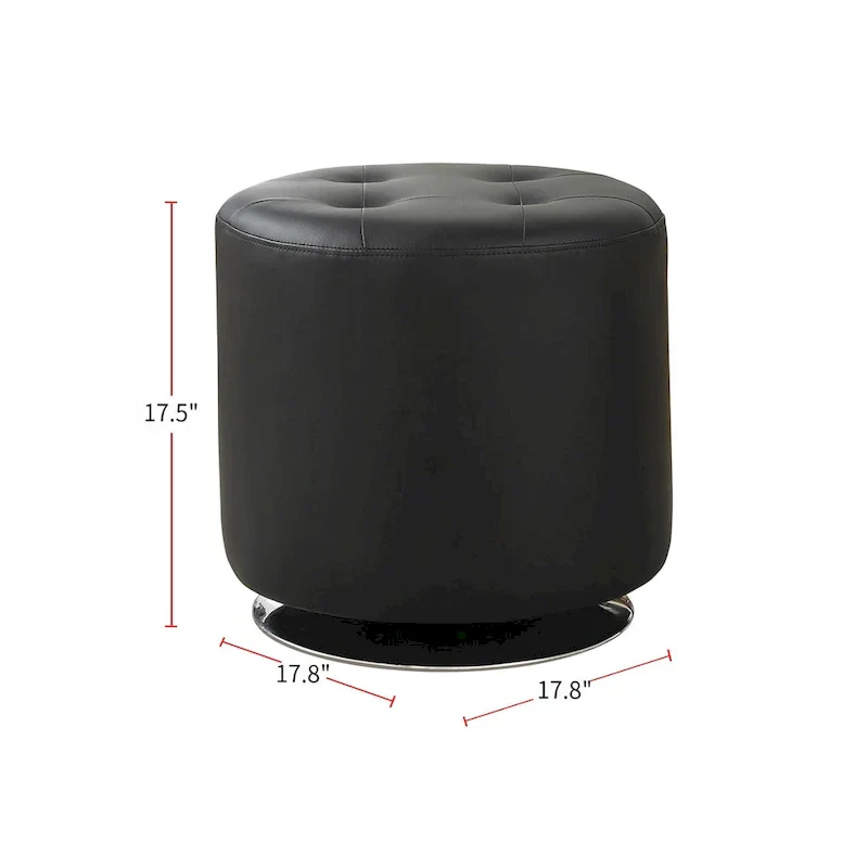 Round Leatherette Upholstered Ottoman