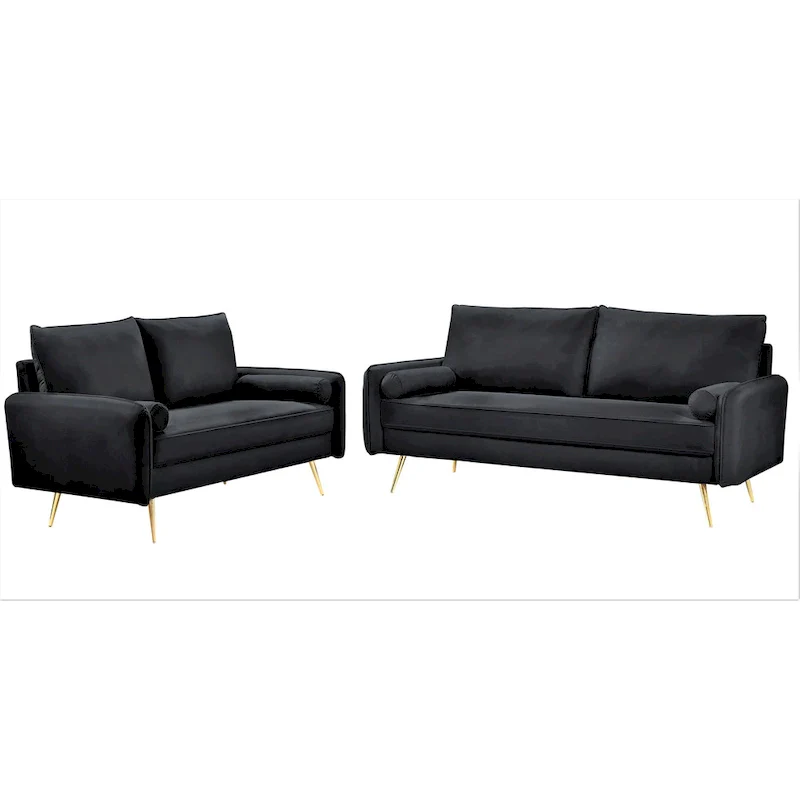 Villeda Velvet Mid-century modern 2PCS living room set