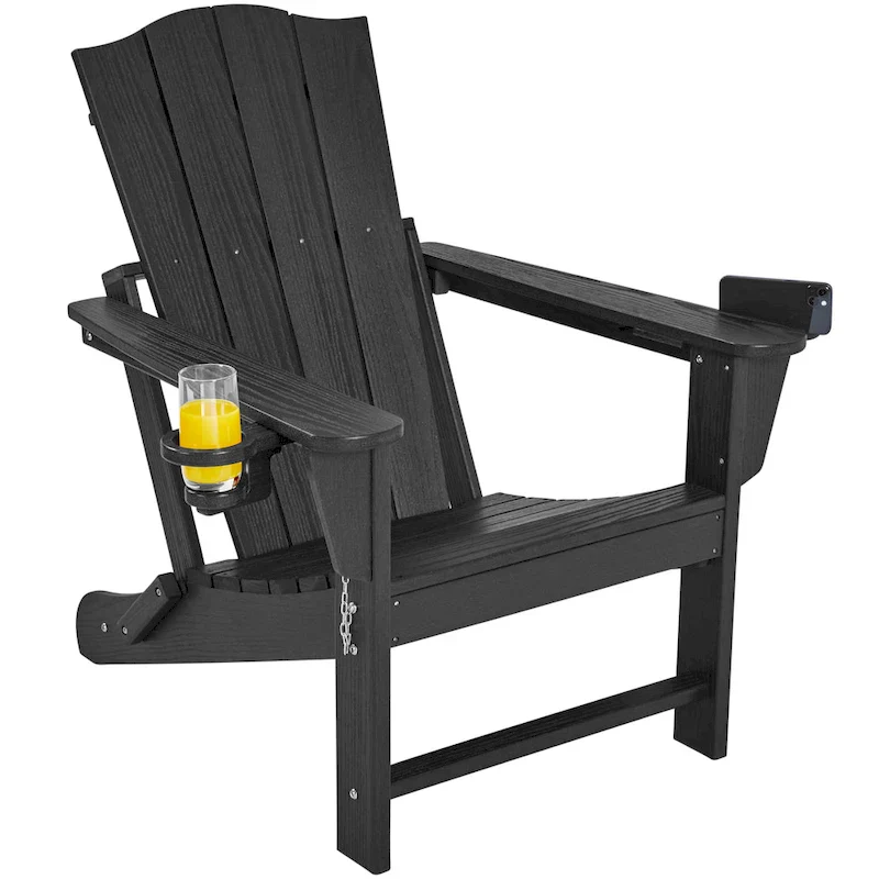 Yaheetech HDPE Adirondack Chair Outdoor Patio Folding Fire Pit Chair w/ Cup Holder