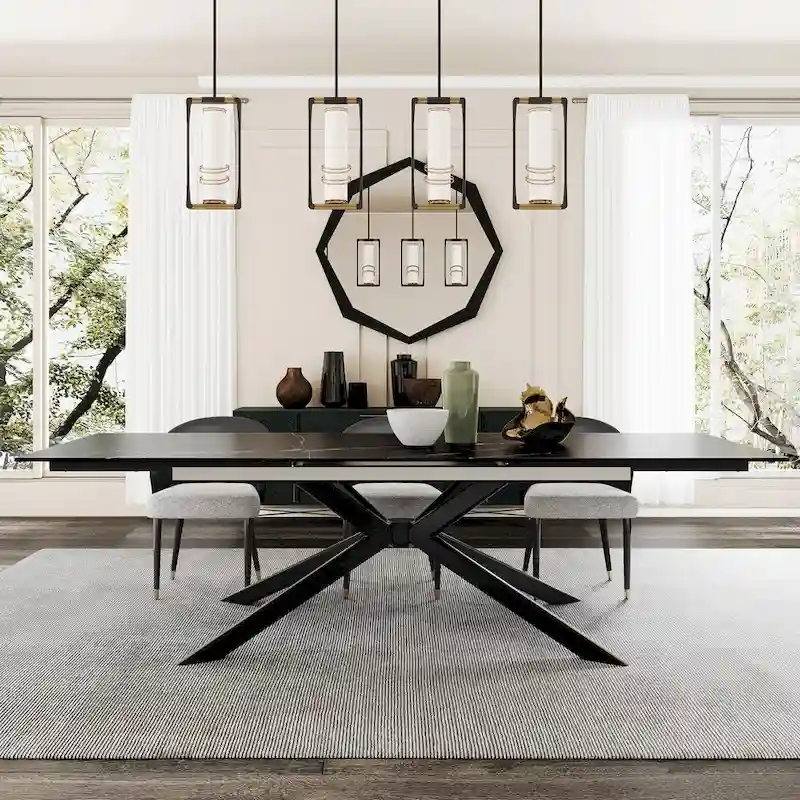 110.24 Extendable Rectangular Sintered Stone Dining Table - 78.74 to 110.24