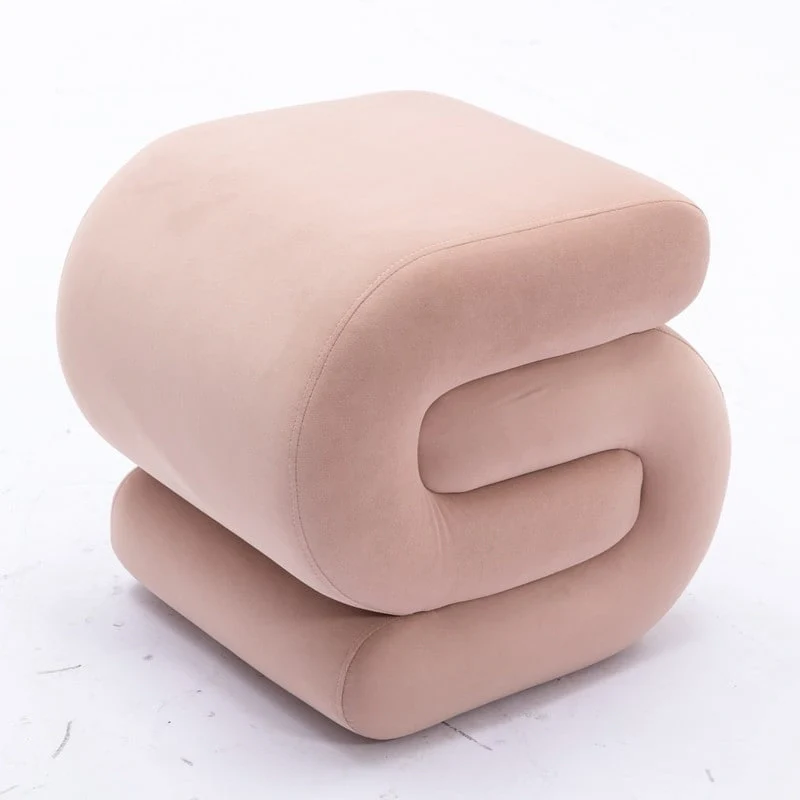Velvet Fabric S-shape Ottoman Makeup Stool Footstool