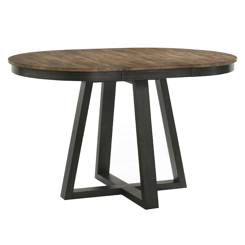 Round Counter Table, Brushed Brown & Pecan, Trestle Base, 4-6 People