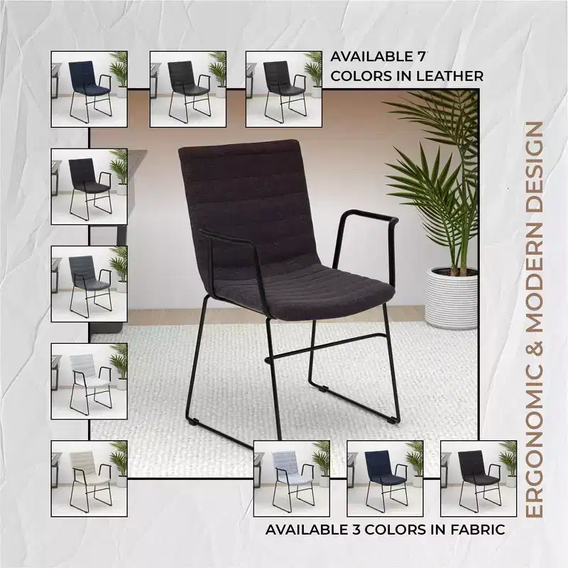 LeisureMod Ergonomic Office Chair Upholstered in Leather/Polyester with Powder-Coated Stainless Steel Frame Padded Seat and Back Zylar Collection