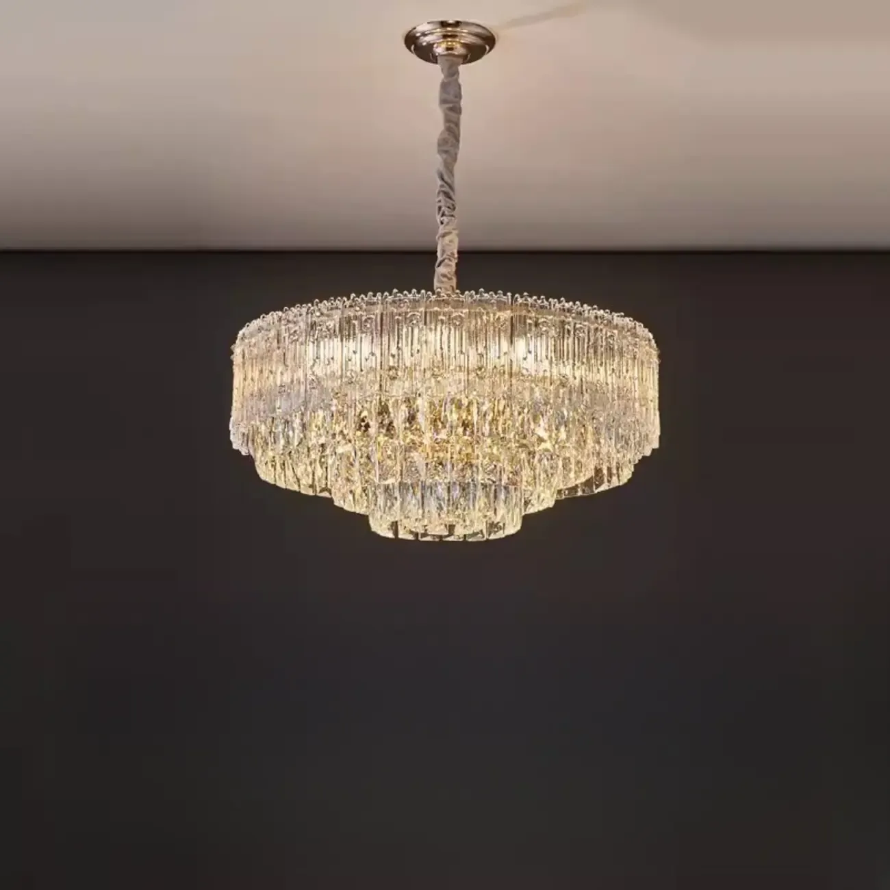 Adjustable Modern Luxury Crystal Chandelier with Multi-Tier