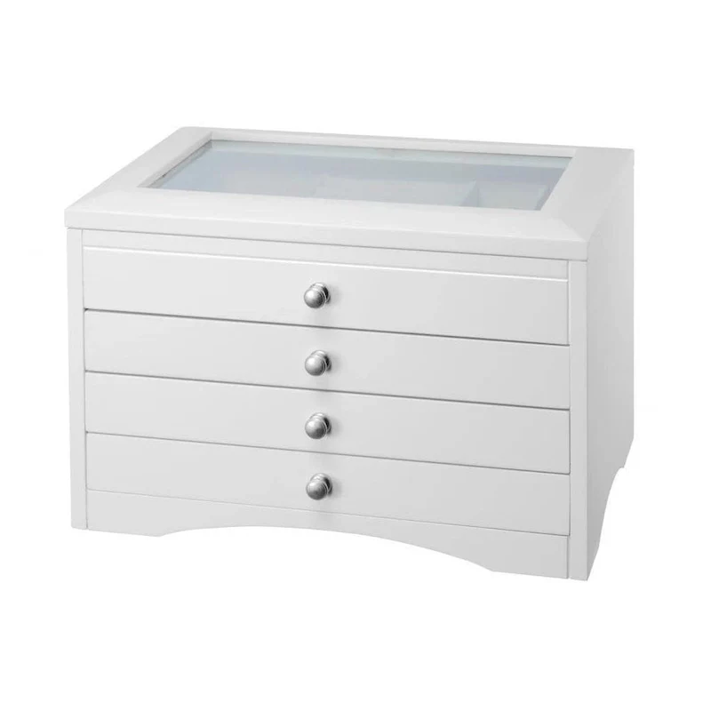 3-Drawer White Jewelry Box