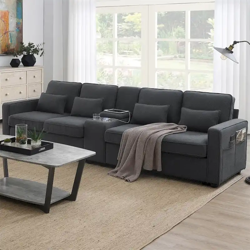 114.2 Upholstered Sofa with Console