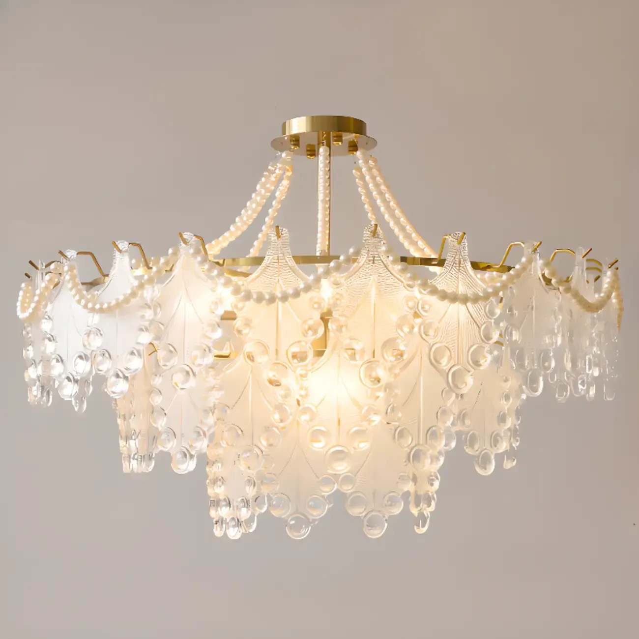 Gold Crystal Beads Chandelier with Elegant Design