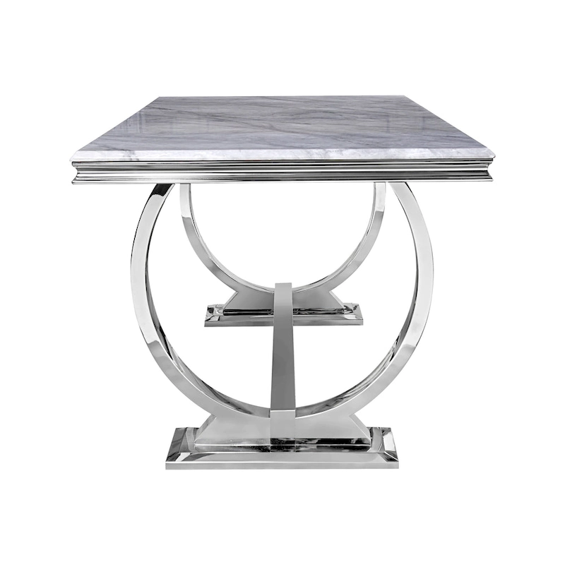 Modern Dining Room Table with Stainless Steel Metal U-Base