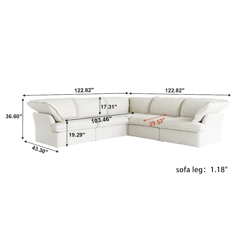 L-shape Sectional Sofa Modern Upholstered Modular Sofa
