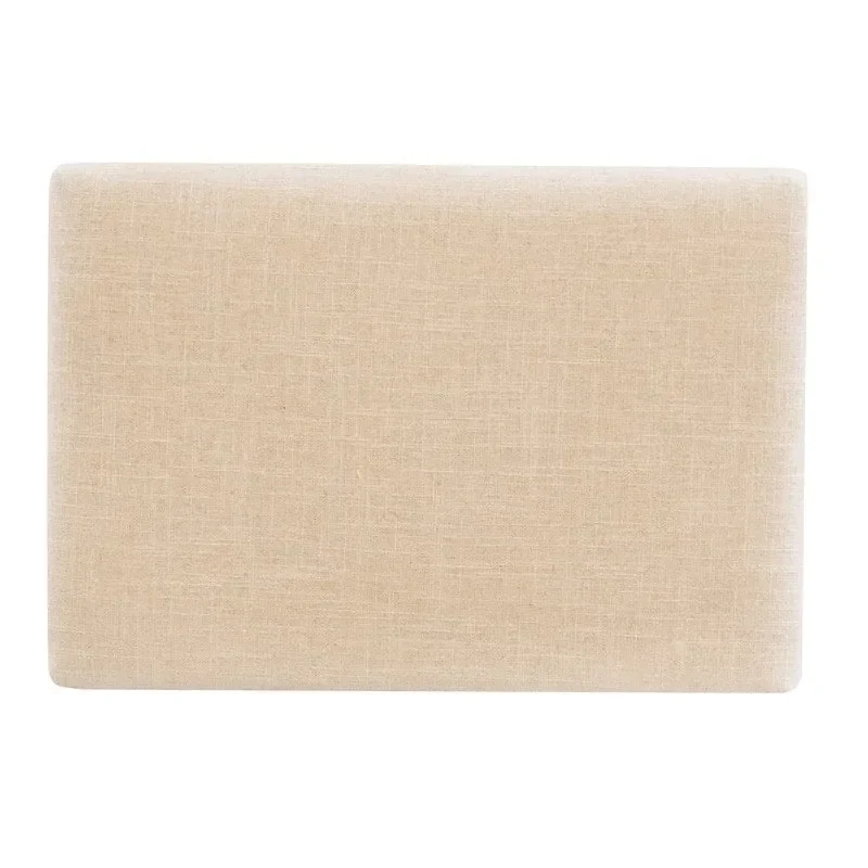 Beige Linen Backless Bar Stool with Nailhead Trim