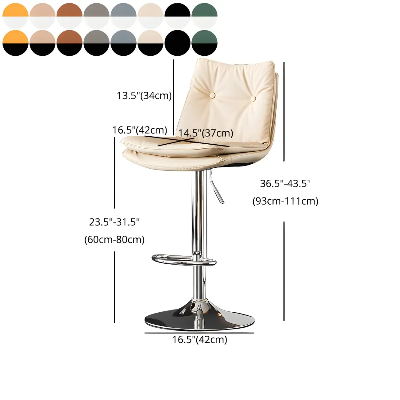 Modern Adjustable Leather Swivel Bar Stools