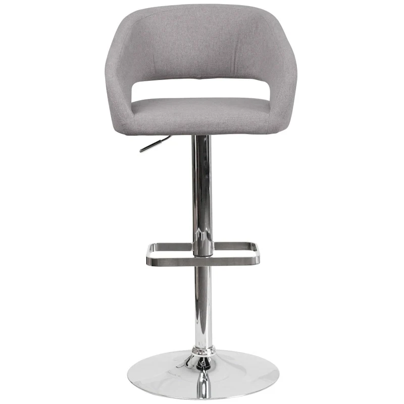 Modern Upholstered Adjustable-Height Barstool with Rounded Back