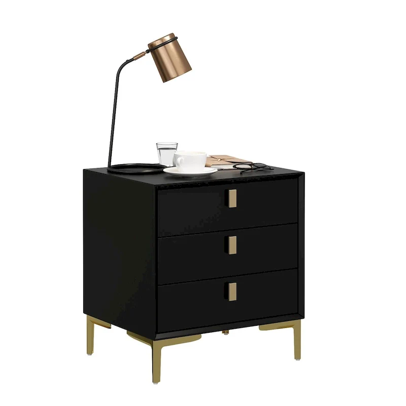 Natural Mid-Century Modern 3-Drawer Nightstand Bedside Table