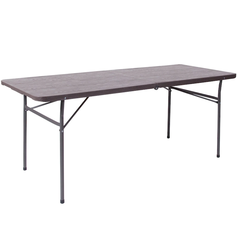 30W x 72L Bi-Fold Plastic Banquet and Event Folding Table with Carrying Handle - 72D x 30W x 29H