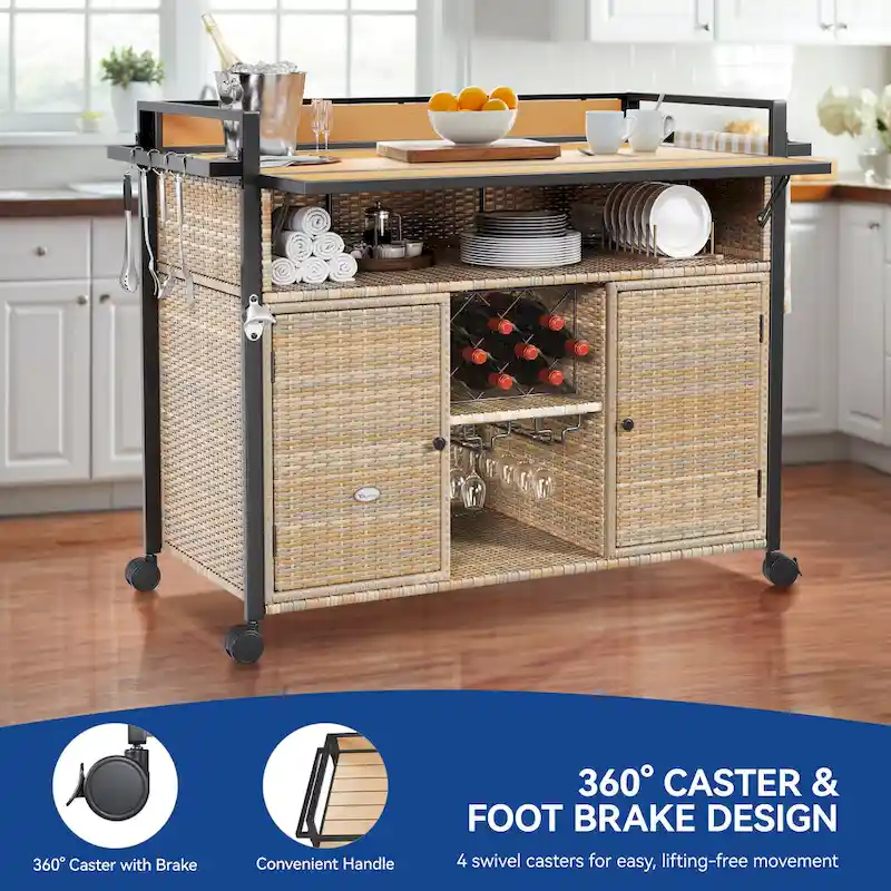 Moasis 54.3 Wicker Bar Cart