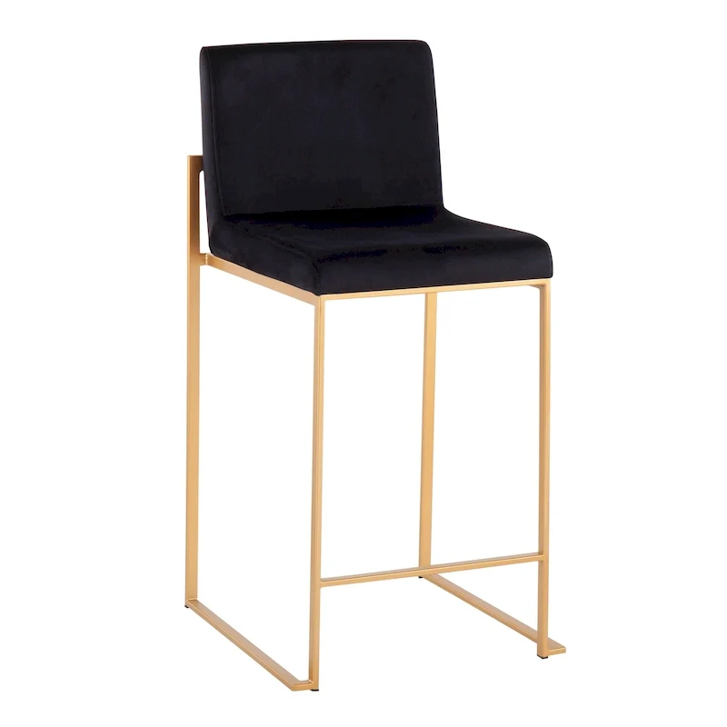 Black/Grey/White High Back Upholstered Counter Stool, Set of 2, 1-Person