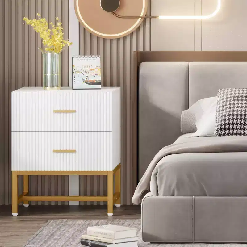 LITTLE TREE Nightstand Modern Fluted White