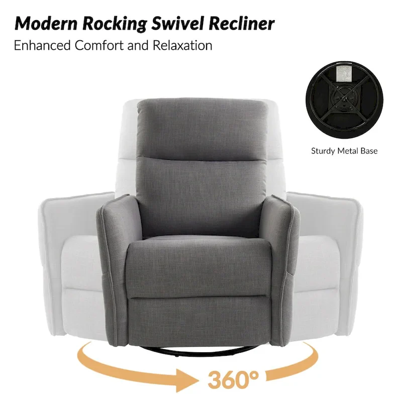 Curtis Rocker Swivel Recliner with Two Side Pockets by