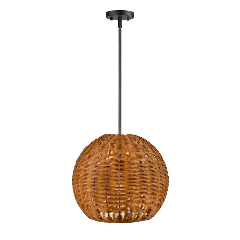 Millennium Lighting Elise Natural Rattan 1 Light Dome Pendant Fixture