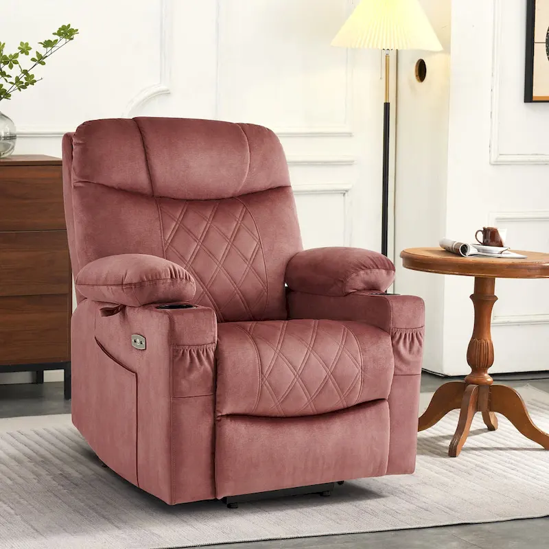 MCombo Small Dual Motor Power Lift Recliner Chair with Massage,Dual Heating, Adjustable Headrest, Fabric 7222