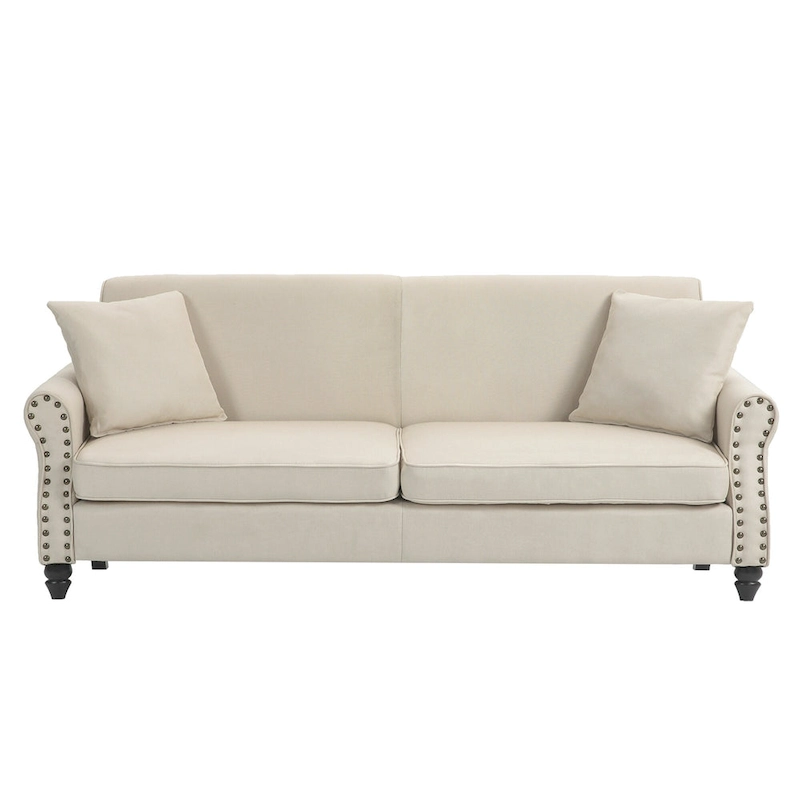 73 Sofa with Nailhead Trim Rolled Arms