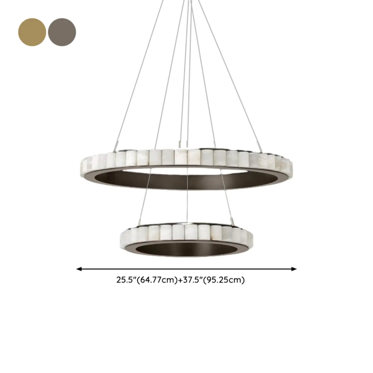 Circular 2-layer Modern Alabaster Steel Pendant Chandelier