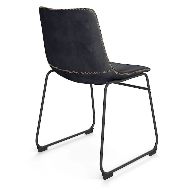 Petra Vegan Leather Side Chairs with Black Legs (Set of 2)