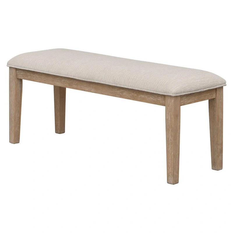 Natural Wood Wash Solid Wood 6-Piece Dining Table Set with Bench