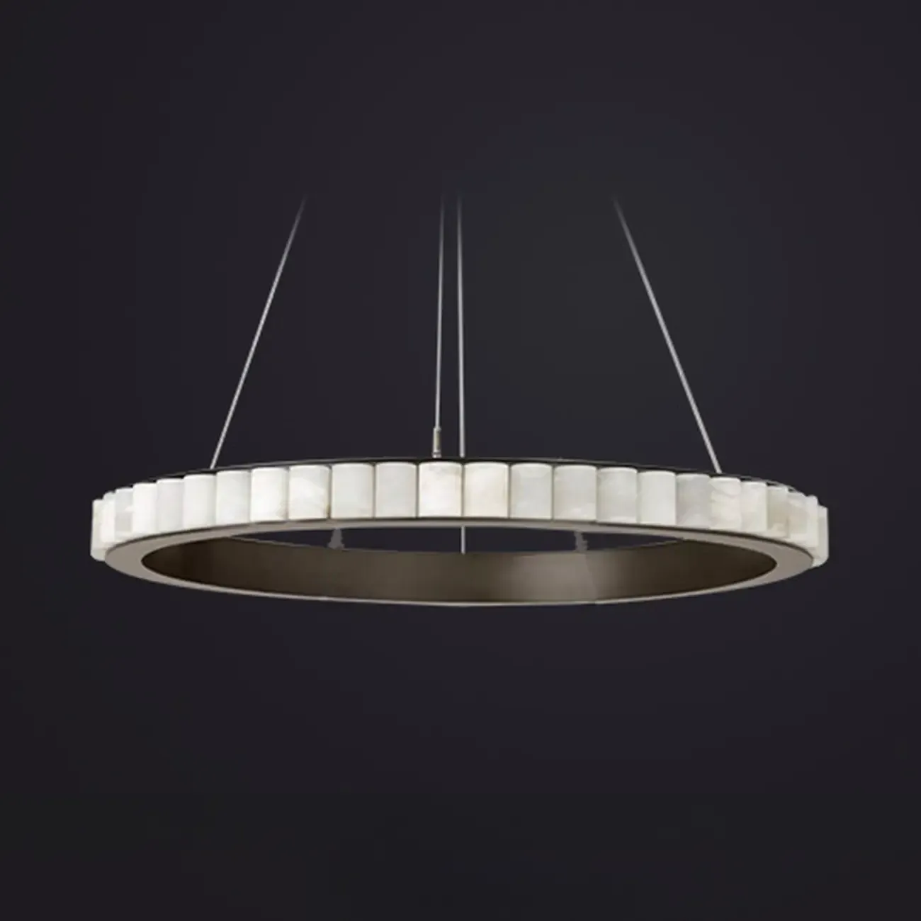 Circular 2-layer Modern Alabaster Steel Pendant Chandelier