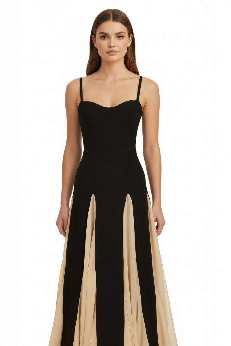 Champagne - Spaghetti Straps Sleeveless A Line Satin Long Prom Dresses