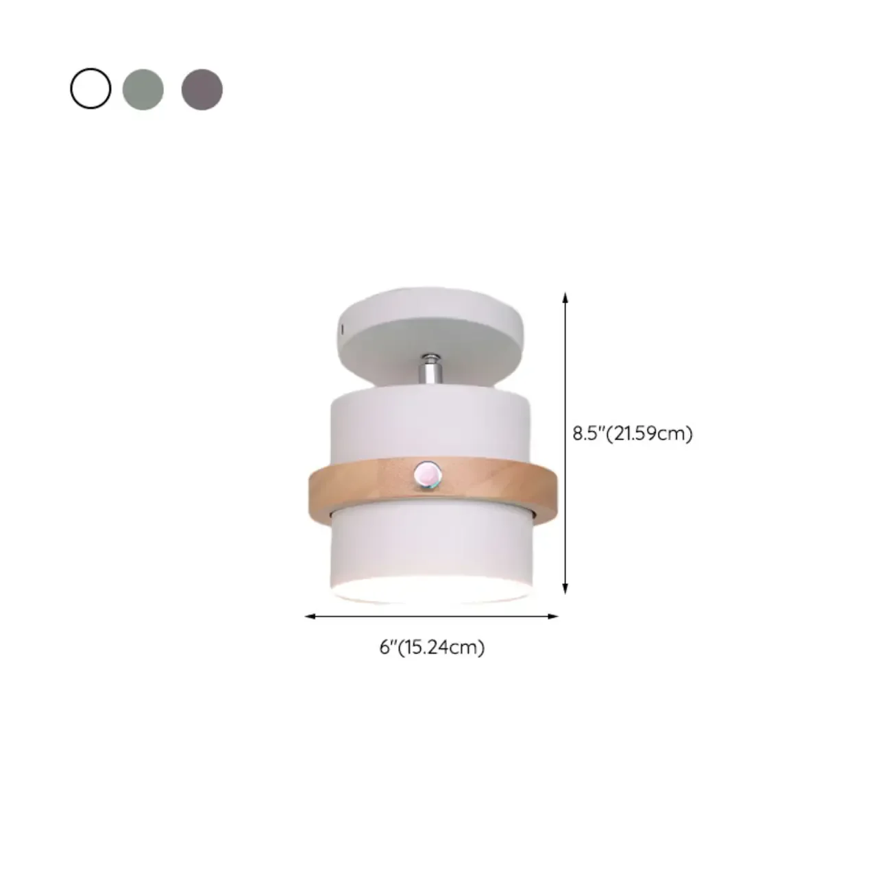 Green Cylinder Iron Modern Semi Flush Mount Ceiling Light