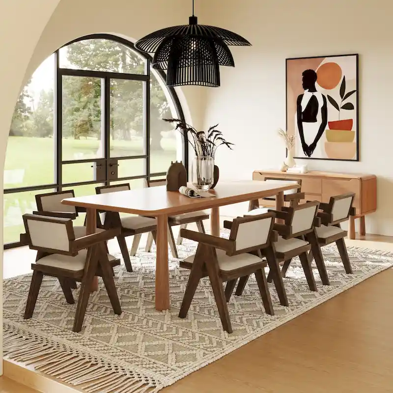 Modrest Rhea Modern 87 Natural Acacia Rectangular Dining Table - Beige