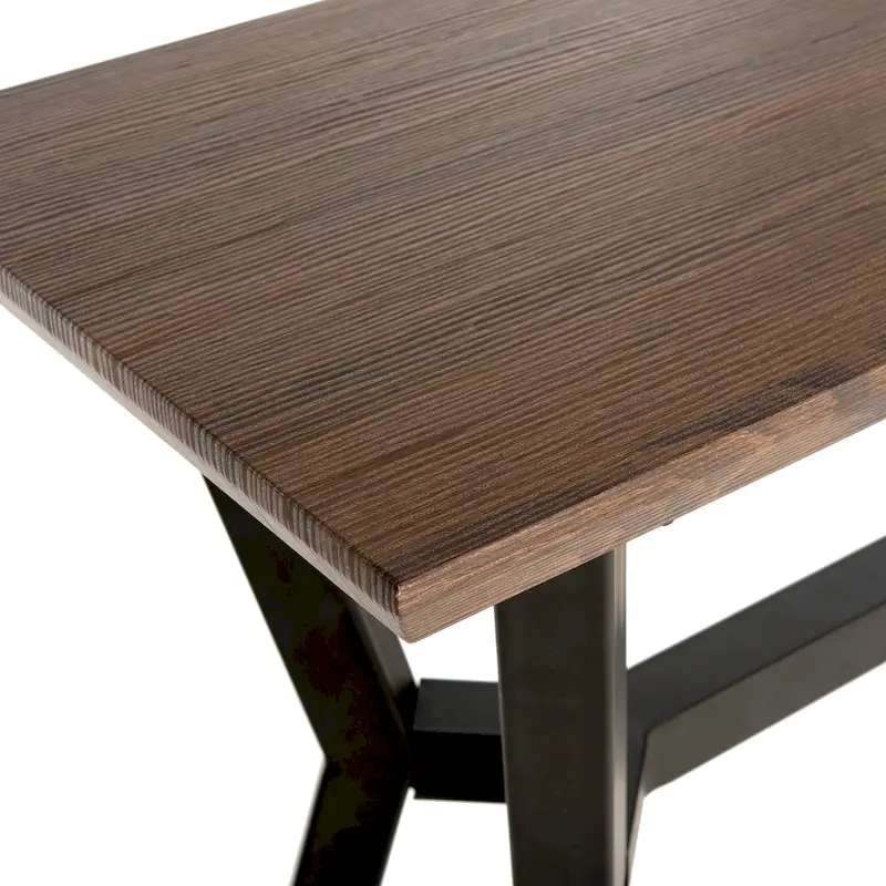 Mid-Century Wood Console Table with Black Metal Frame – Brown / Black