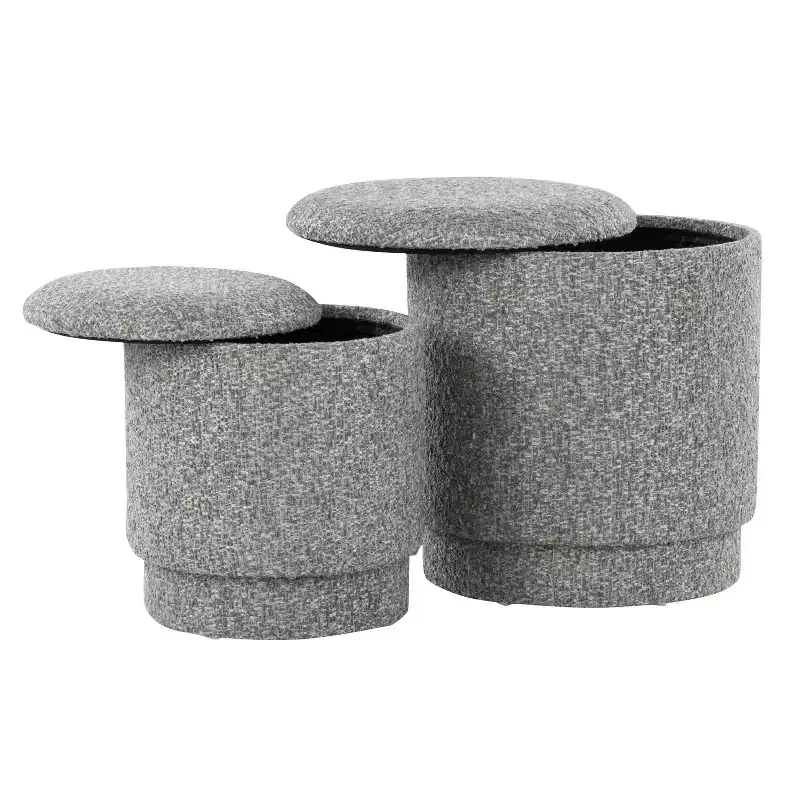LumiSource Marla Upholstered Ottoman Set Fabric