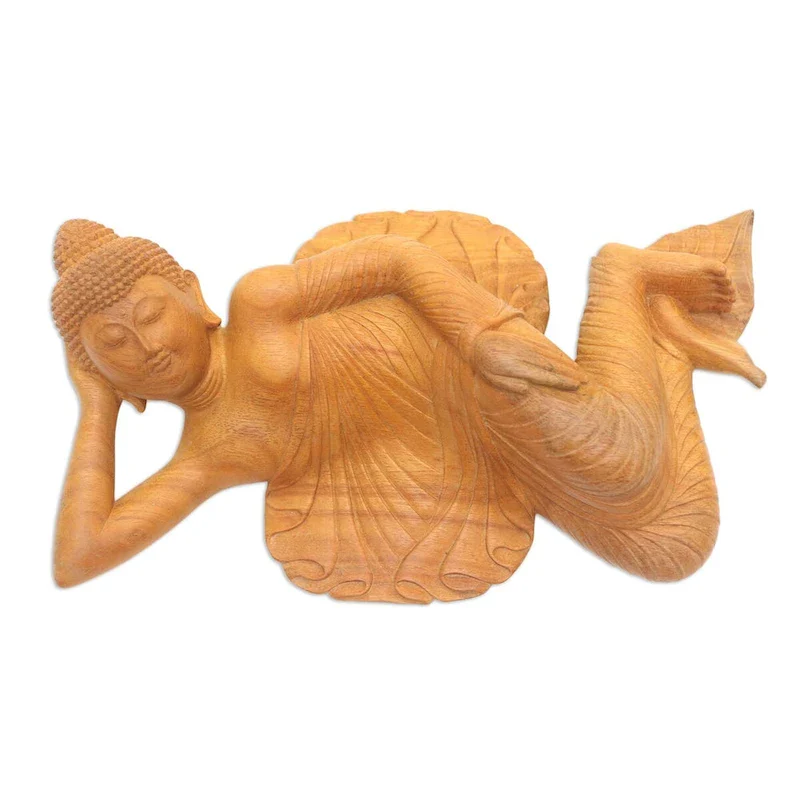Novica Handmade Buddha At Peace Wood Sculpture
