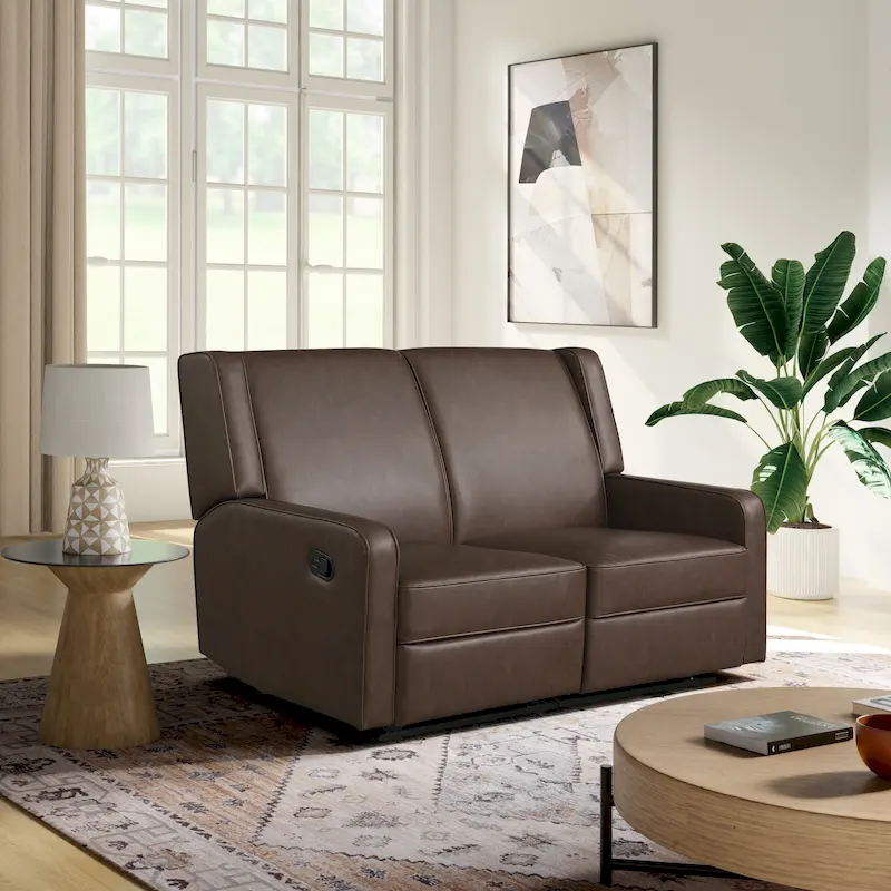 Multi-Position Vegan Leather Reclining Loveseat
