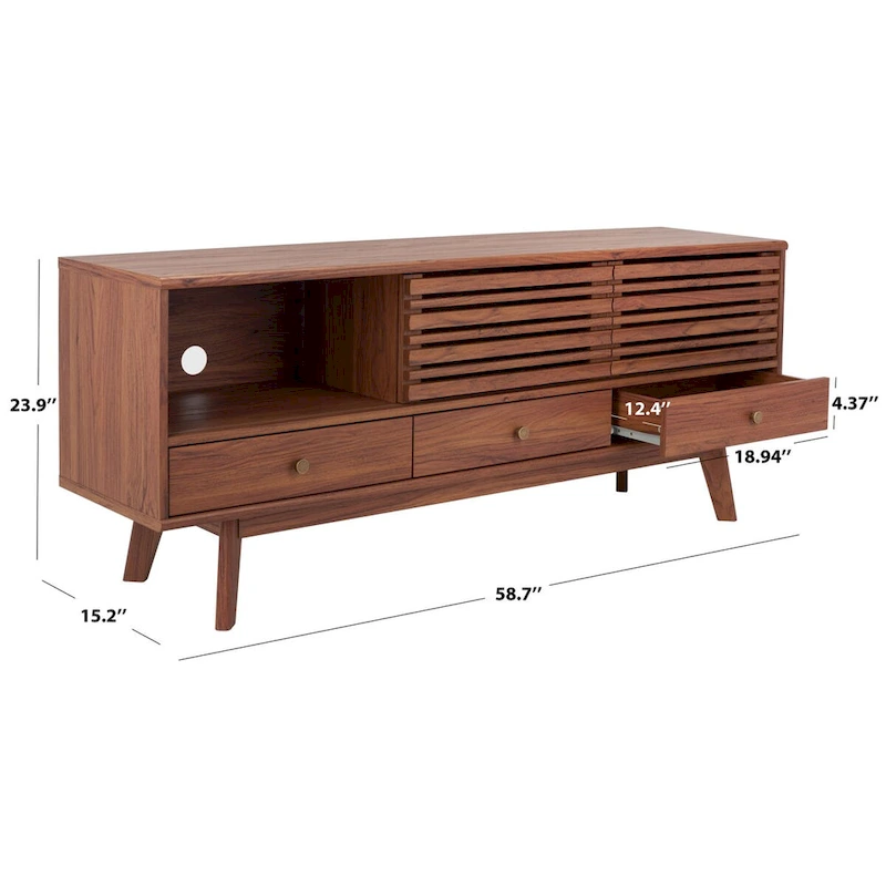 SAFAVIEH Ciera 3-Drawer Entertainment TV Media Stand (65 Flatscreen TV) - 58.7 In. x 15.2 In. x 23.9 In. - 59Wx15Dx24H