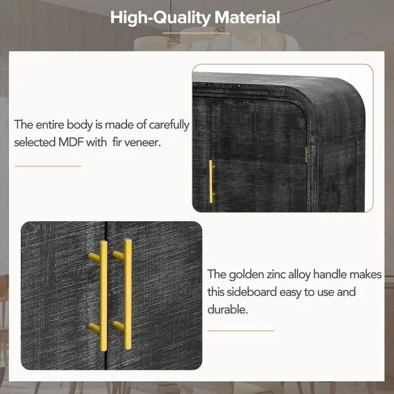 47.2 W Sideboard with Gold Handles and Adjustable Dividers - N/A