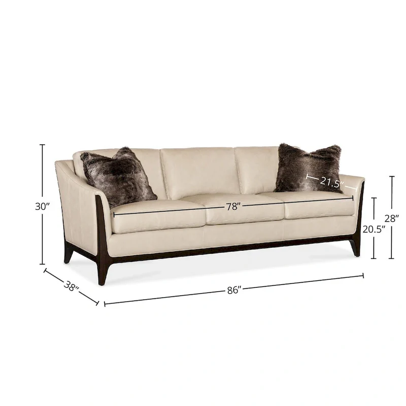 Cream Classic Top-Grain Leather Sofa, 3-Seater