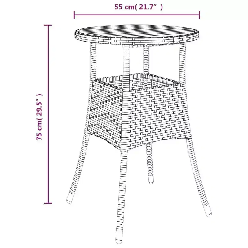 vidaXL Garden Bistro Set Poly Rattan Medium Modern Bistro Set