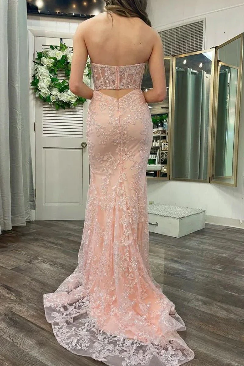 Mermaid Sweetheart Sequined Lace Long Prom Dress