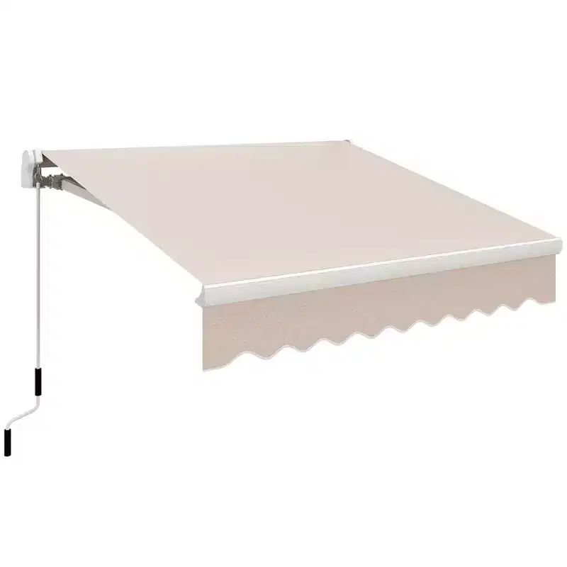 Outsunny Manual Retractable Awning Sun Shade Shelter for Patio Deck Yard with UV Protection and Easy Crank Opening