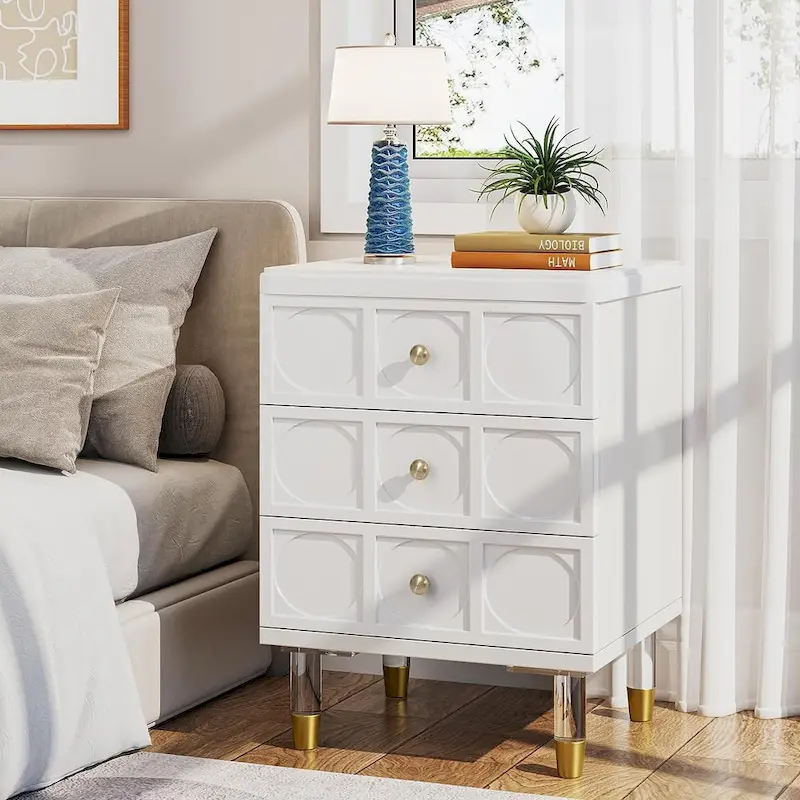Nightstand Bedside Table with 3 Drawers