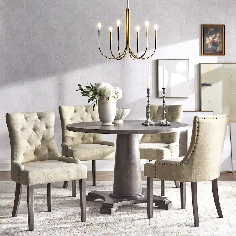 Ariana Dining Set - 5 Piece Round Table with Upholstered Chairs