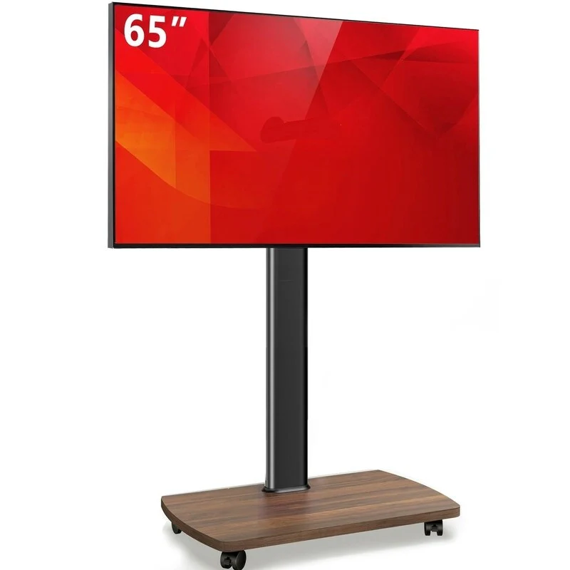 Black / Brown / White Rolling TV Stand with Height Adjustment & Swivel – Single