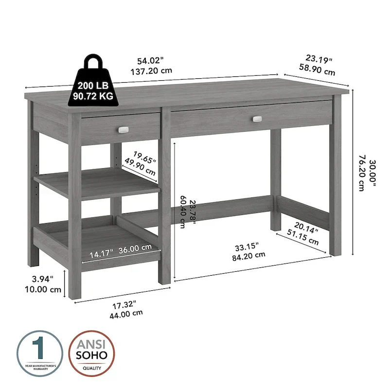 Computer Desk with Shelves - 54 Wide - Contemporary Style
